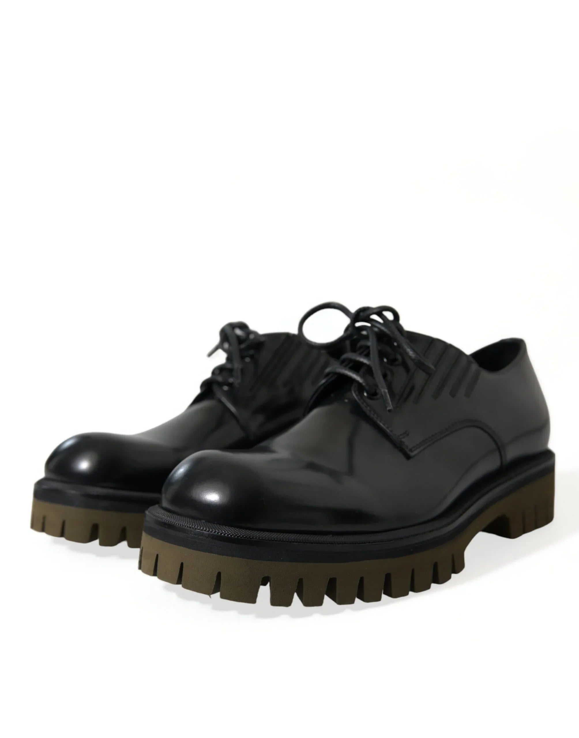 Dolce & Gabbana Black Leather Lace Up Derby Men Dress Shoes - Zeiniez