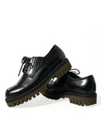 Dolce & Gabbana Black Leather Lace Up Derby Men Dress Shoes - Zeiniez