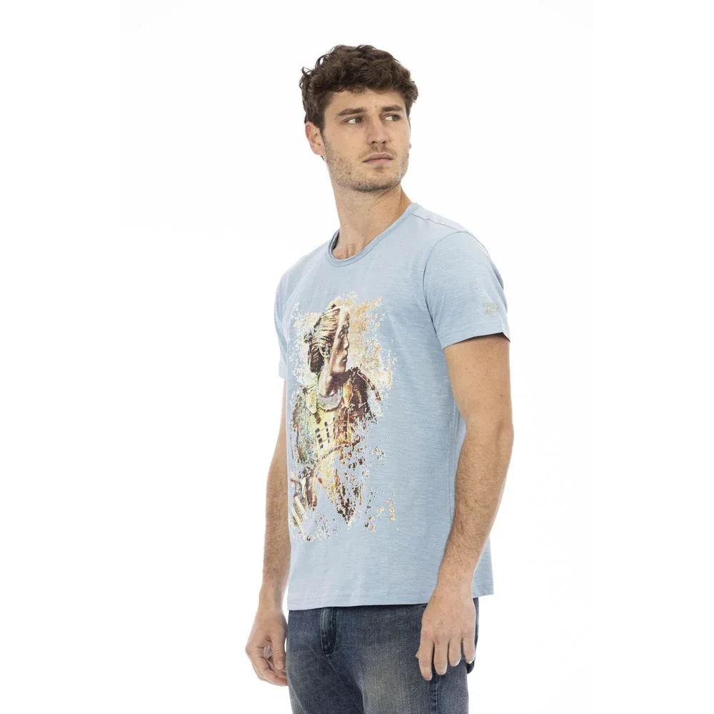 Trussardi Action Light Blue Cotton Men T-Shirt - Zeiniez