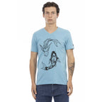 Trussardi Action Light Blue Cotton Men T-Shirt - Zeiniez