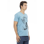 Trussardi Action Light Blue Cotton Men T-Shirt - Zeiniez