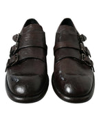 Dolce & Gabbana Brown Leather Strap Formal Dress Shoes - Zeiniez