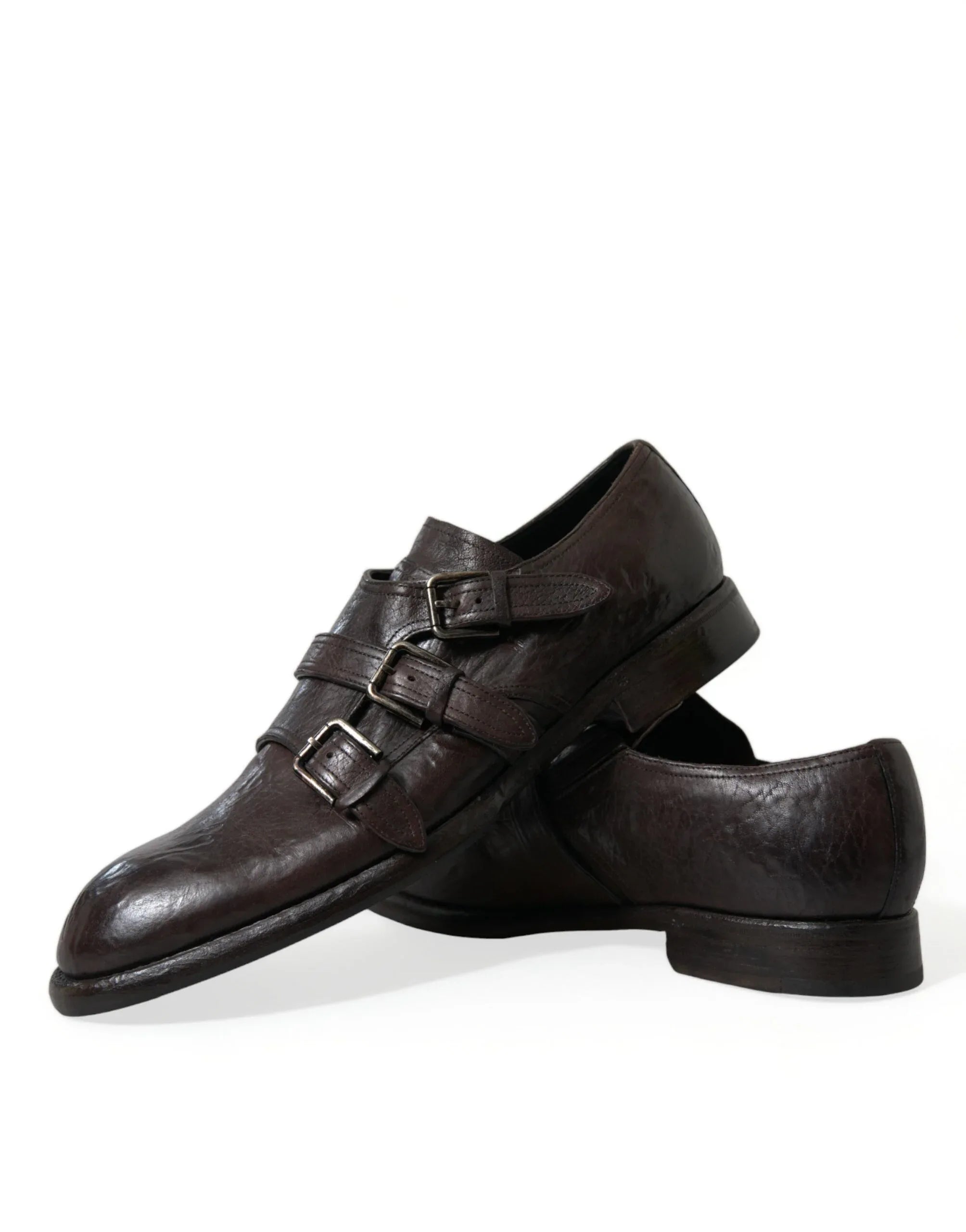 Dolce & Gabbana Brown Leather Strap Formal Dress Shoes - Zeiniez