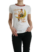Dolce & Gabbana White Bring Me To The Moon T-shirt Top - Zeiniez