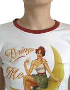 Dolce & Gabbana White Bring Me To The Moon T-shirt Top - Zeiniez