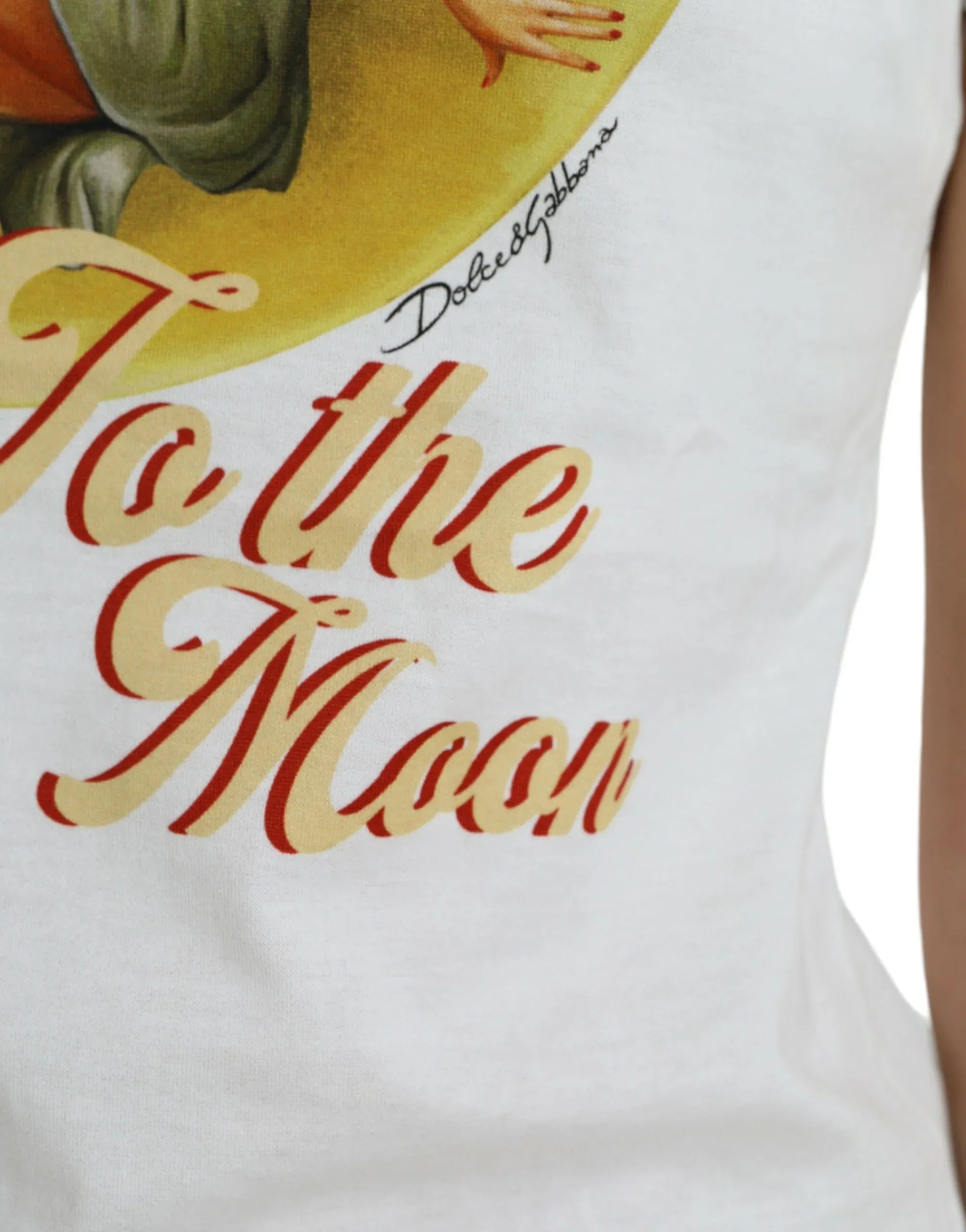 Dolce & Gabbana White Bring Me To The Moon T-shirt Top - Zeiniez