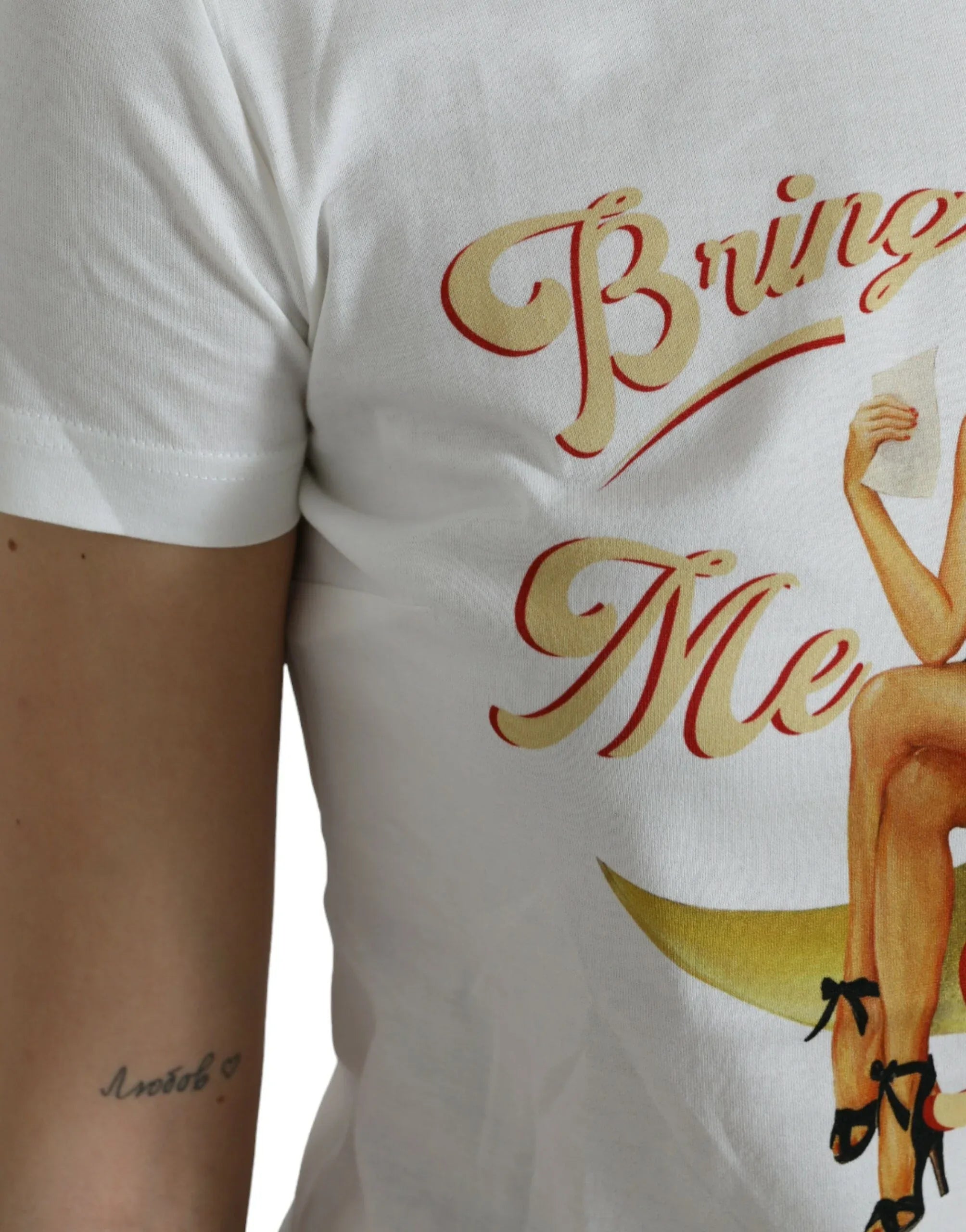 Dolce & Gabbana White Bring Me To The Moon T-shirt Top - Zeiniez