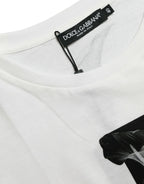 Dolce & Gabbana White Black Roses Crewneck Cotton T-shirt - Zeiniez
