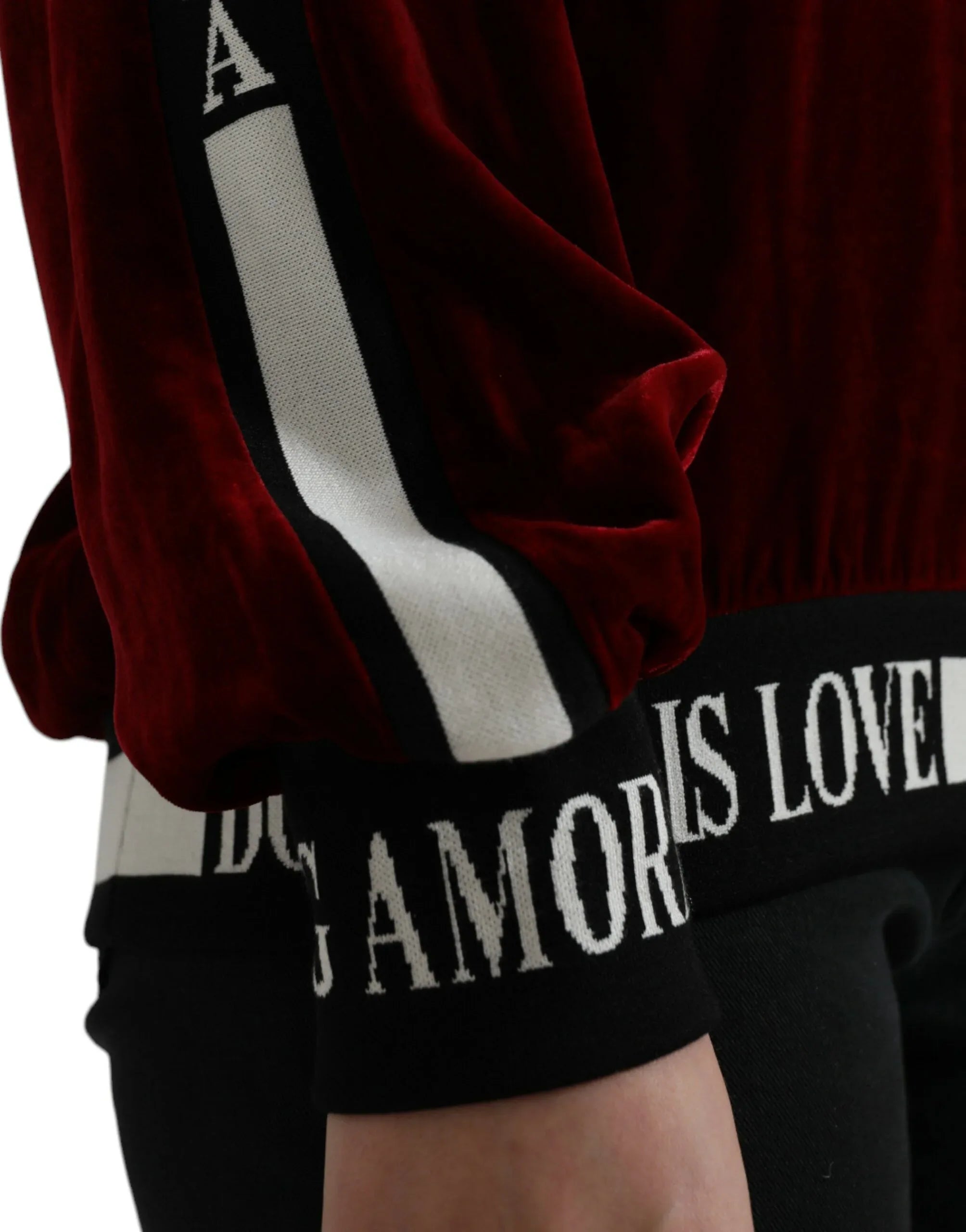 Dolce & Gabbana Bordeaux Velvet Round Neck Pullover Sweater - Zeiniez