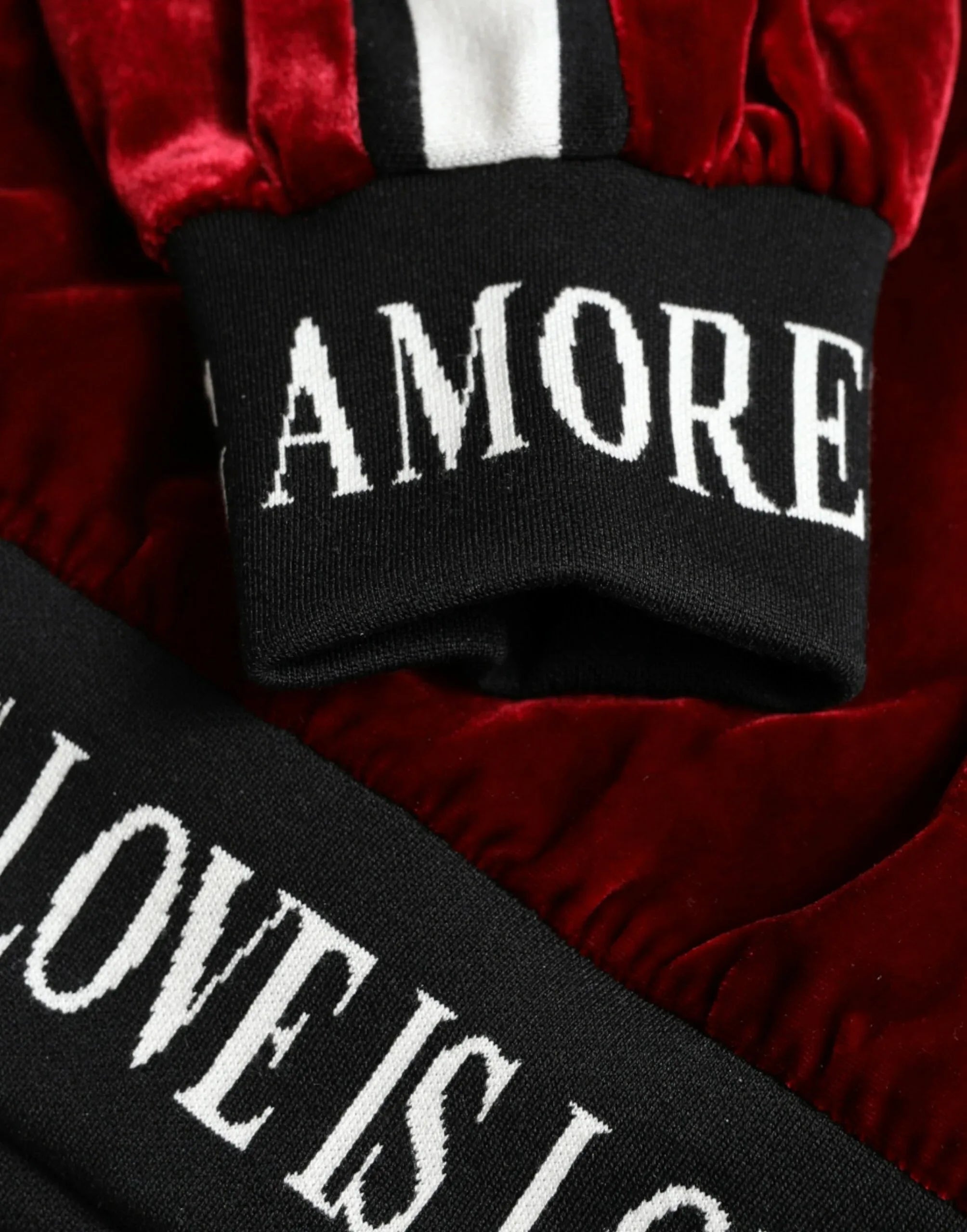 Dolce & Gabbana Bordeaux Velvet Round Neck Pullover Sweater - Zeiniez