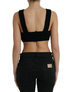 Dolce & Gabbana Black Cropped Cashmere V-neck Bustier Top - Zeiniez