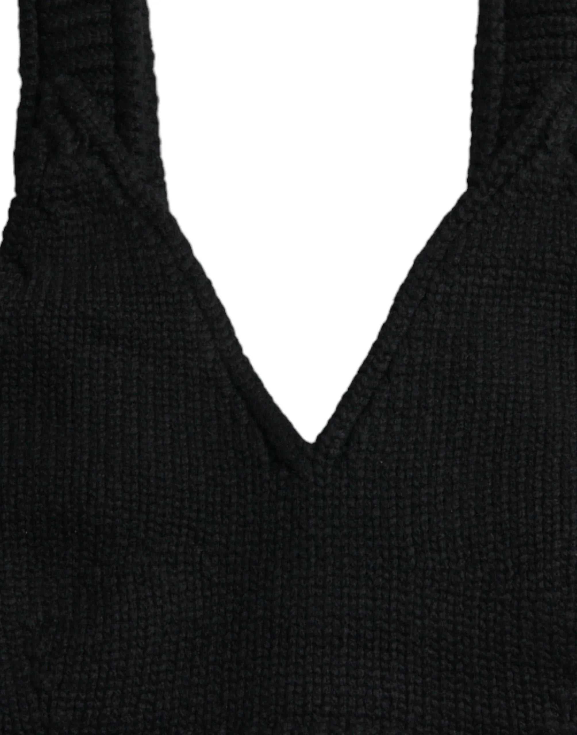 Dolce & Gabbana Black Cropped Cashmere V-neck Bustier Top - Zeiniez