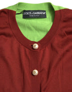Dolce & Gabbana Multicolor Silk Crewneck Cardigan Sweater - Zeiniez