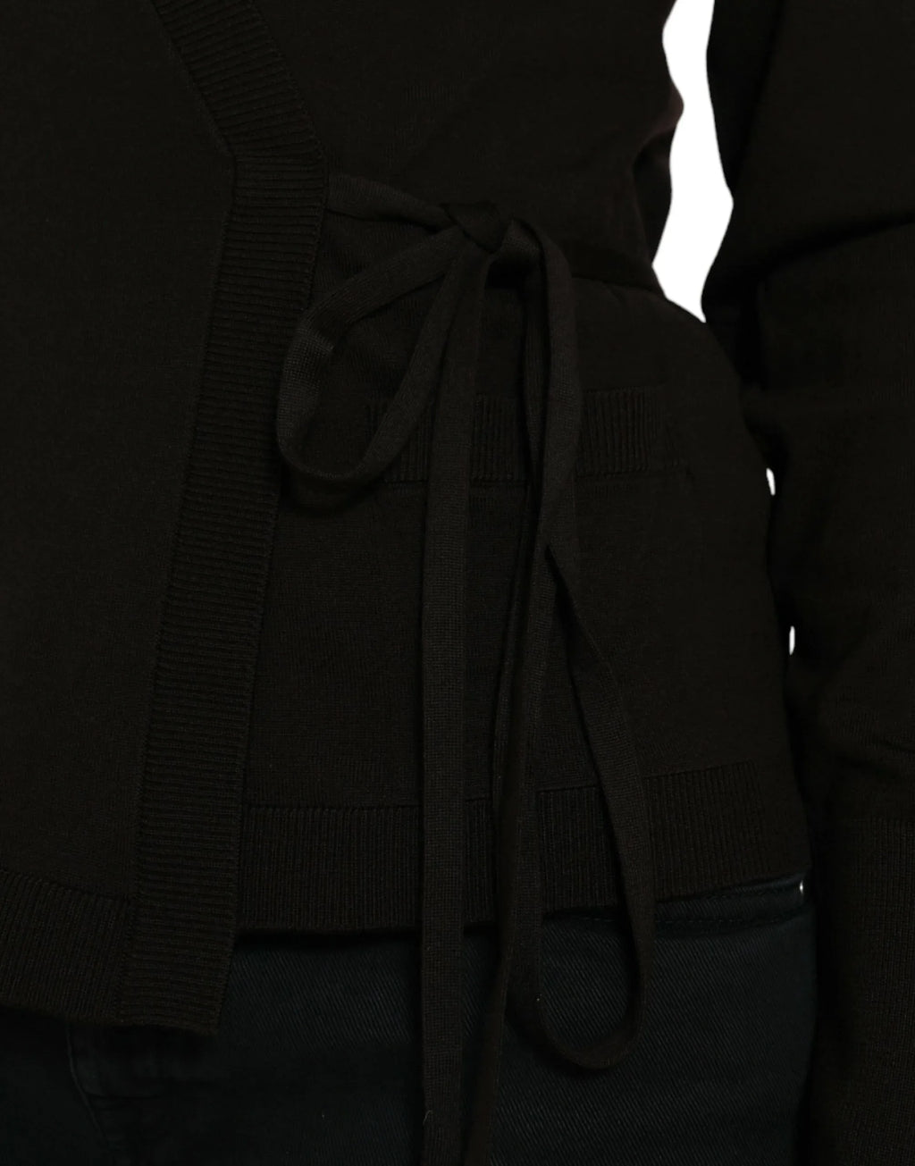 Dolce & Gabbana Black Wool V-neck Crossed Cardigan Sweater - Zeiniez
