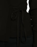 Dolce & Gabbana Black Wool V-neck Crossed Cardigan Sweater - Zeiniez