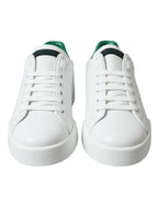 Dolce & Gabbana White Green Leather Portofino Sneakers Shoes - Zeiniez