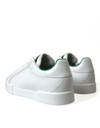 Dolce & Gabbana White Green Leather Portofino Sneakers Shoes - Zeiniez