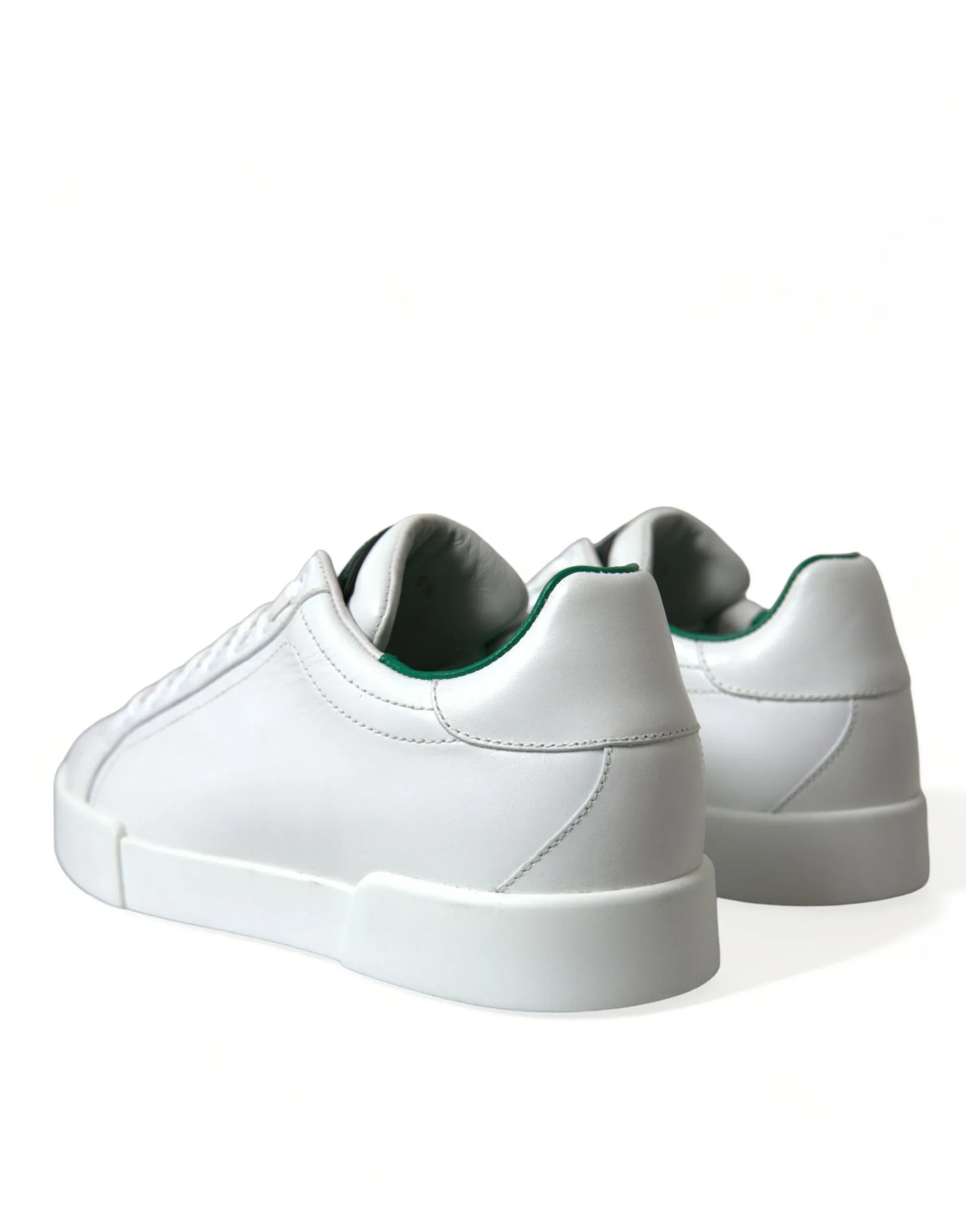 Dolce & Gabbana White Green Leather Portofino Sneakers Shoes - Zeiniez