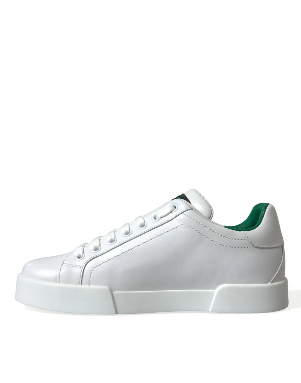 Dolce & Gabbana White Green Leather Portofino Sneakers Shoes - Zeiniez