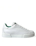 Dolce & Gabbana White Green Leather Portofino Sneakers Shoes - Zeiniez