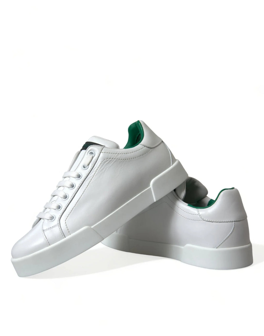 Dolce & Gabbana White Green Leather Portofino Sneakers Shoes - Zeiniez