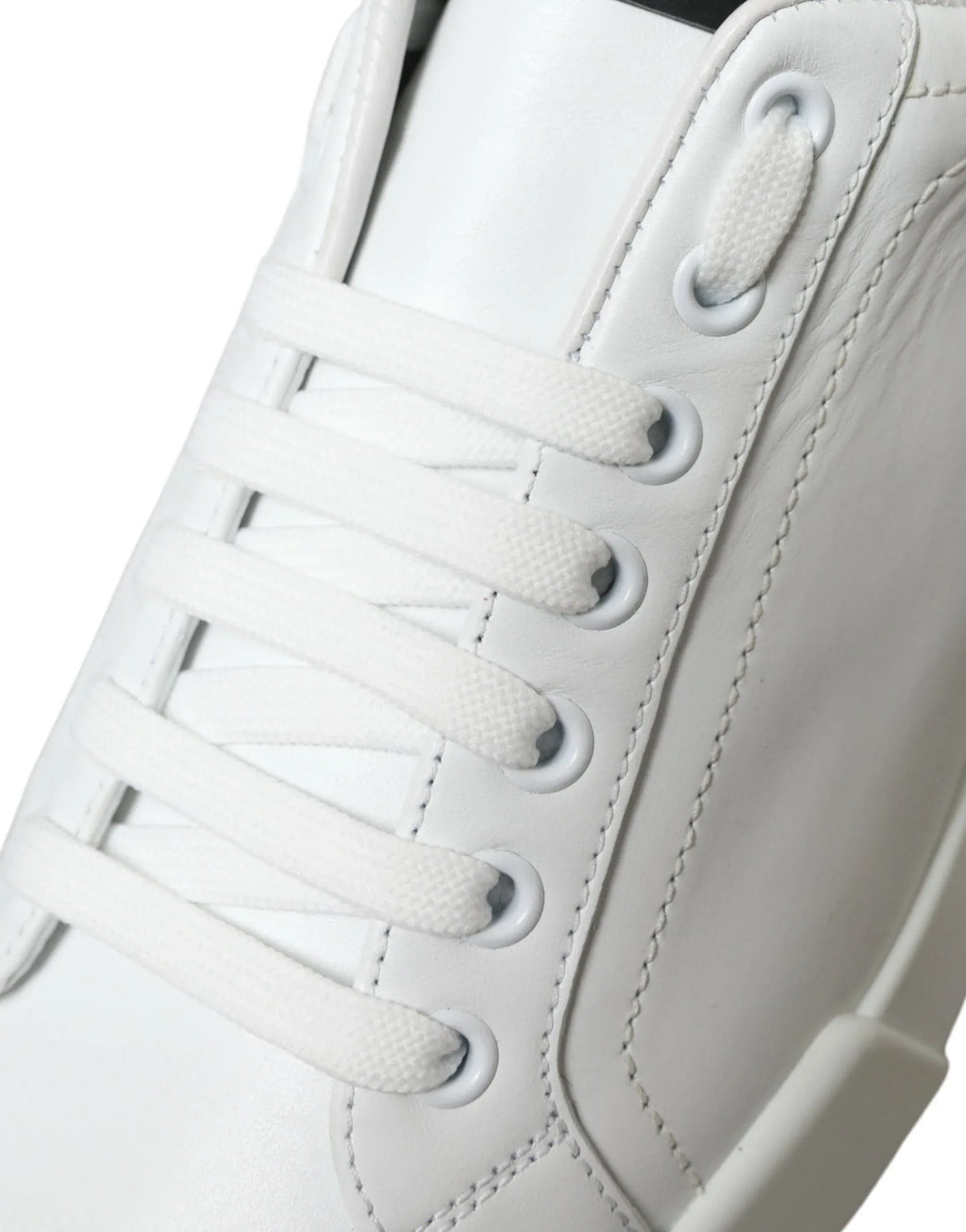 Dolce & Gabbana White Green Leather Portofino Sneakers Shoes - Zeiniez