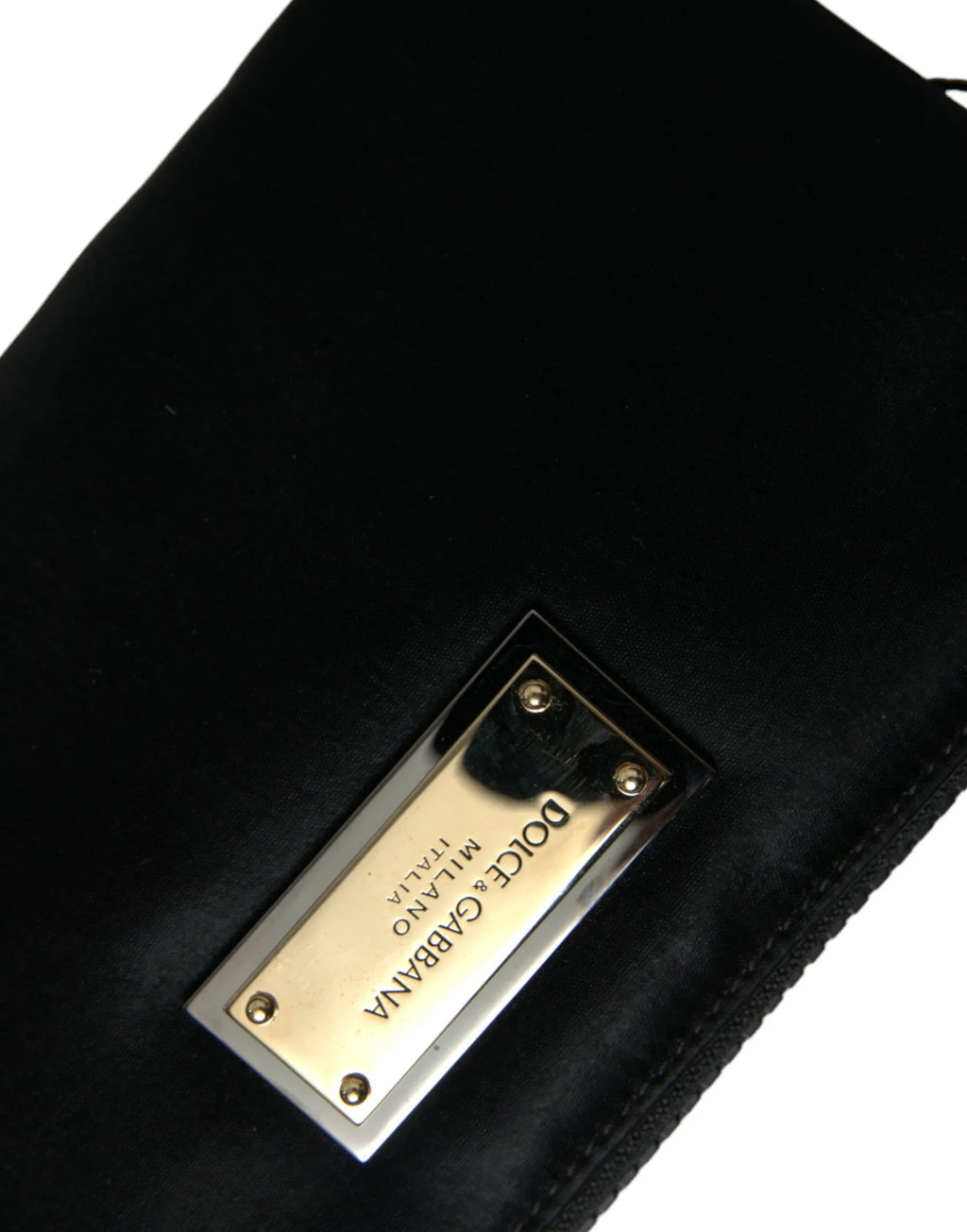 Dolce & Gabbana Black Nylon Logo Plaque Keyring Pouch Clutch Bag - Zeiniez