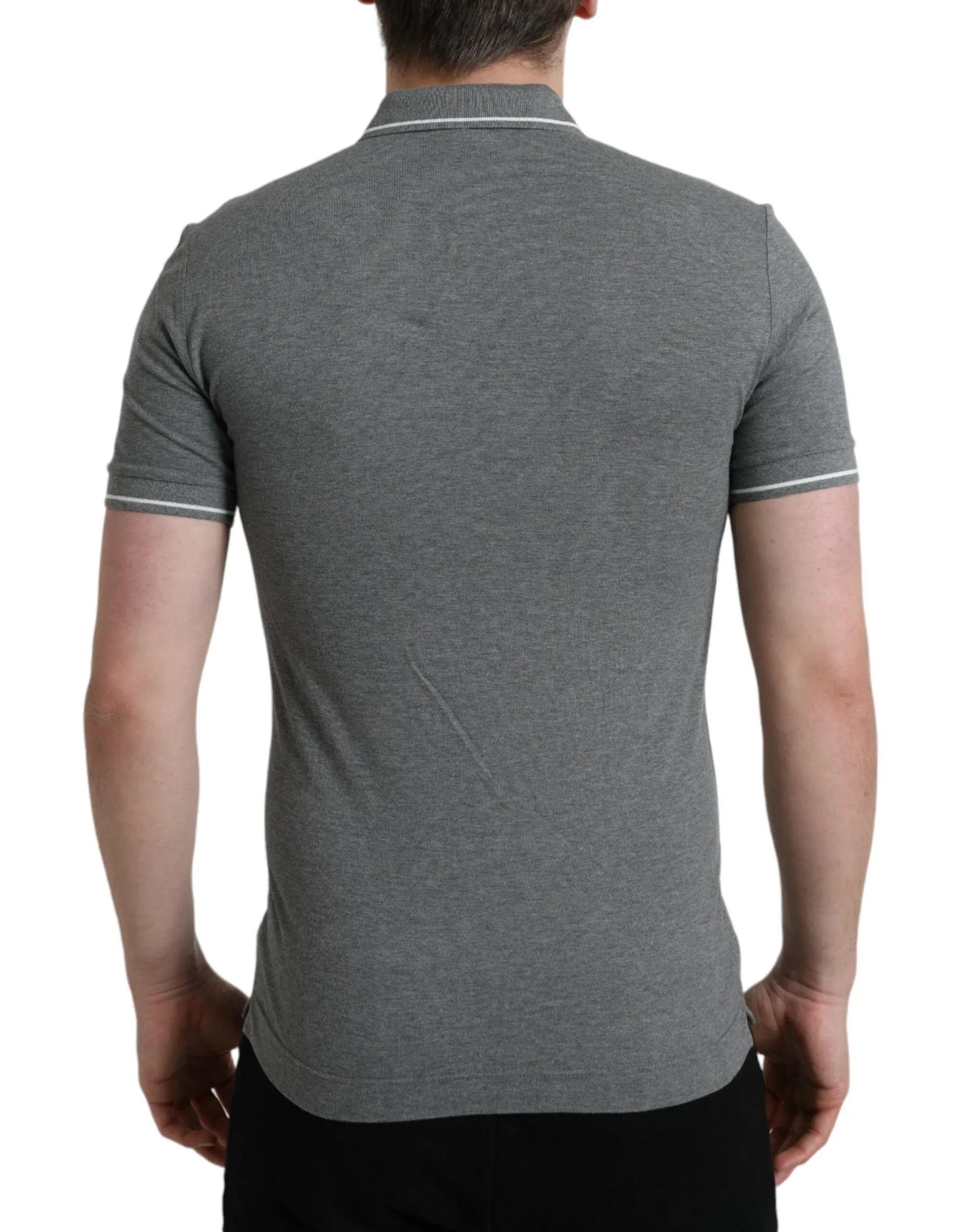 Dolce & Gabbana Gray Collared Short Sleeve Crown T-shirt - Zeiniez