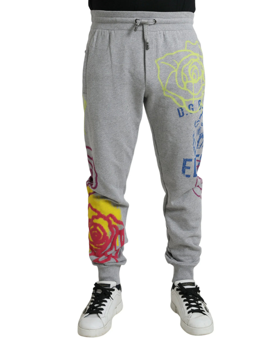 Dolce & Gabbana Gray Cotton Graffiti Sweatpants Jogger Pants - Zeiniez