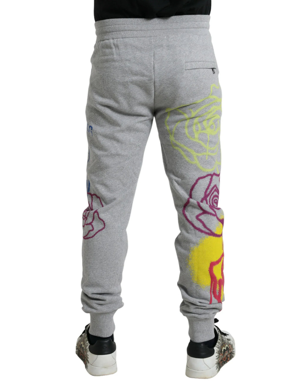Dolce & Gabbana Gray Cotton Graffiti Sweatpants Jogger Pants - Zeiniez