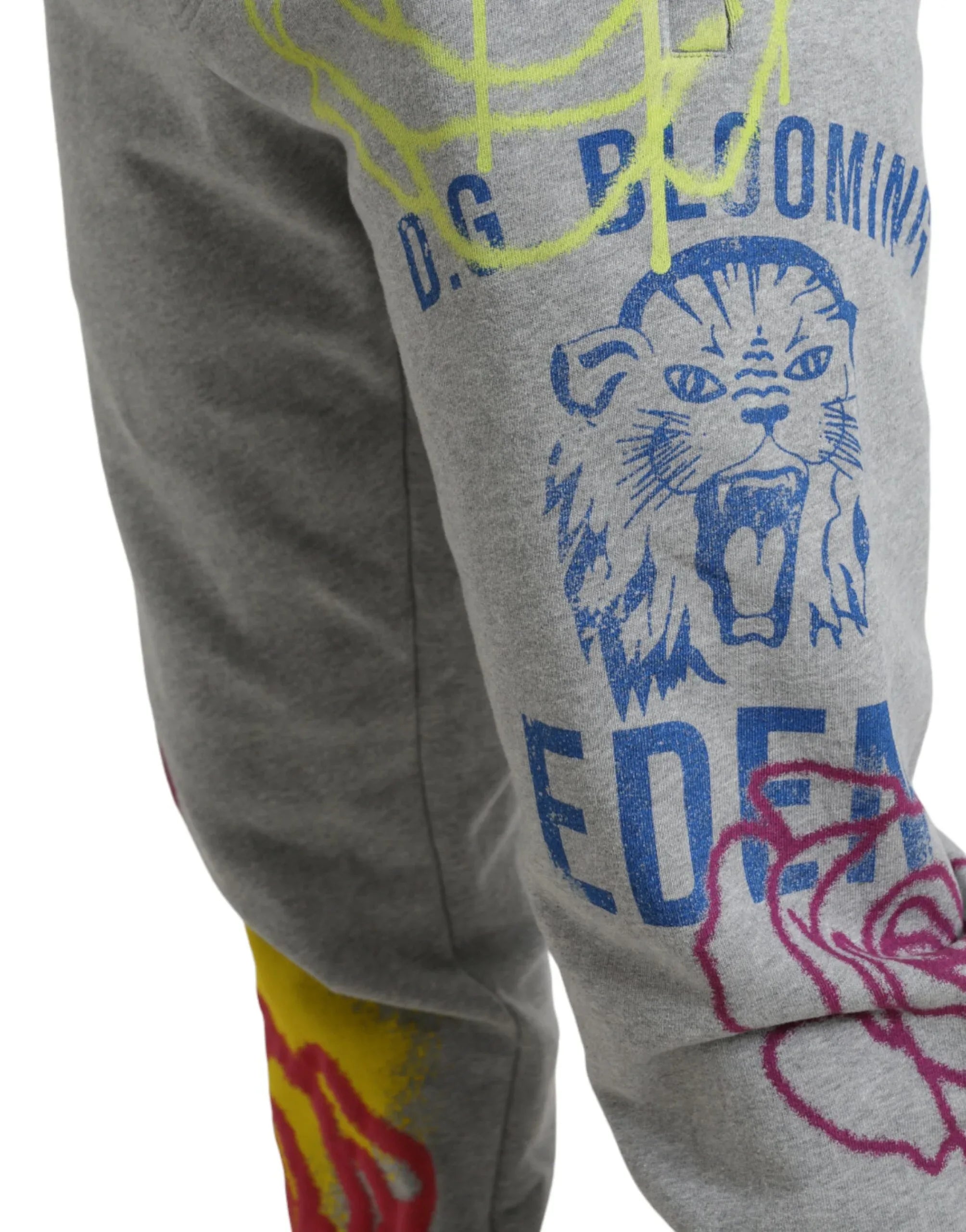 Dolce & Gabbana Gray Cotton Graffiti Sweatpants Jogger Pants - Zeiniez