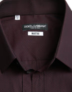 Dolce & Gabbana Maroon Jacquard Formal Dress MARTINI Shirt - Zeiniez