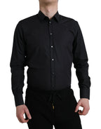 Dolce & Gabbana Navy Blue Cotton Collared Formal Dress Shirt - Zeiniez