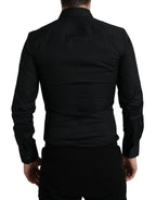 Dolce & Gabbana Black Cotton Stretch Slim Formal Dress Shirt - Zeiniez