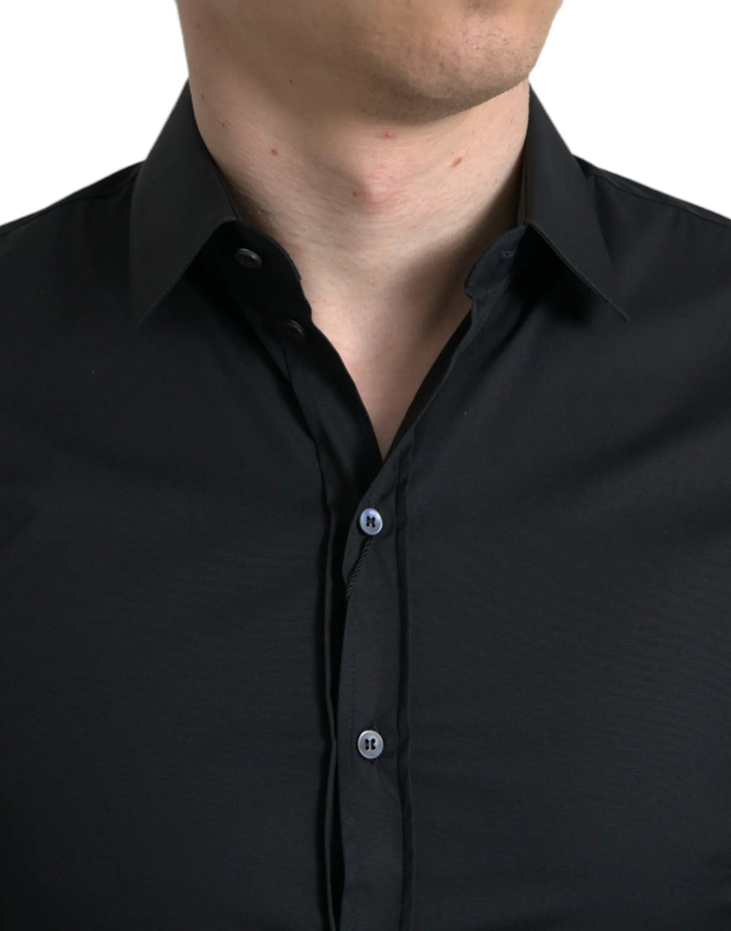 Dolce & Gabbana Black Cotton Stretch Slim Formal Dress Shirt - Zeiniez