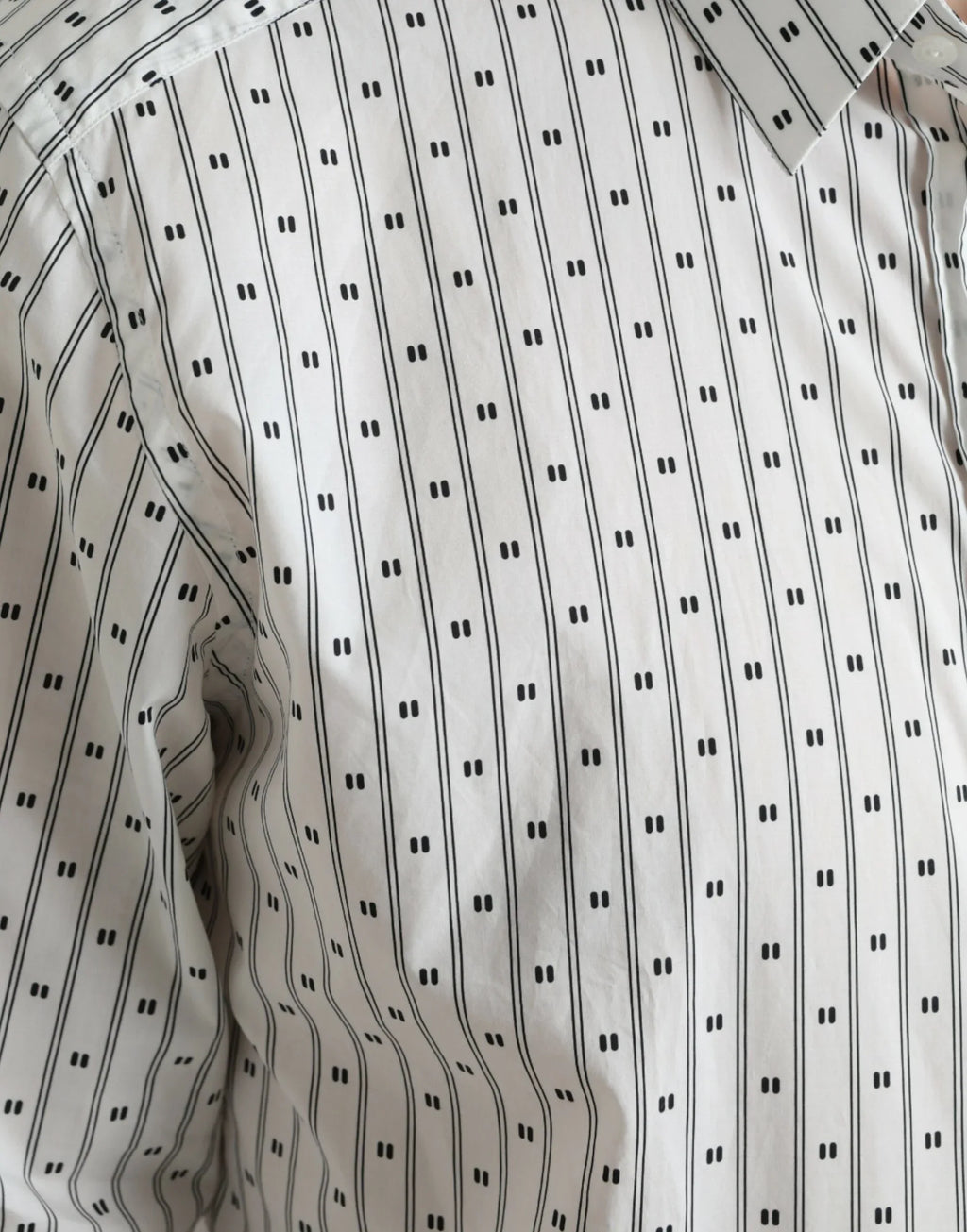 Dolce & Gabbana White Patterned Men GOLD Formal Dress Shirt - Zeiniez