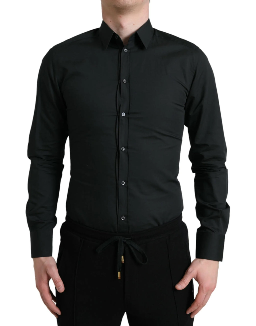 Dolce & Gabbana Black Cotton Silk Formal GOLD Dress Shirt - Zeiniez