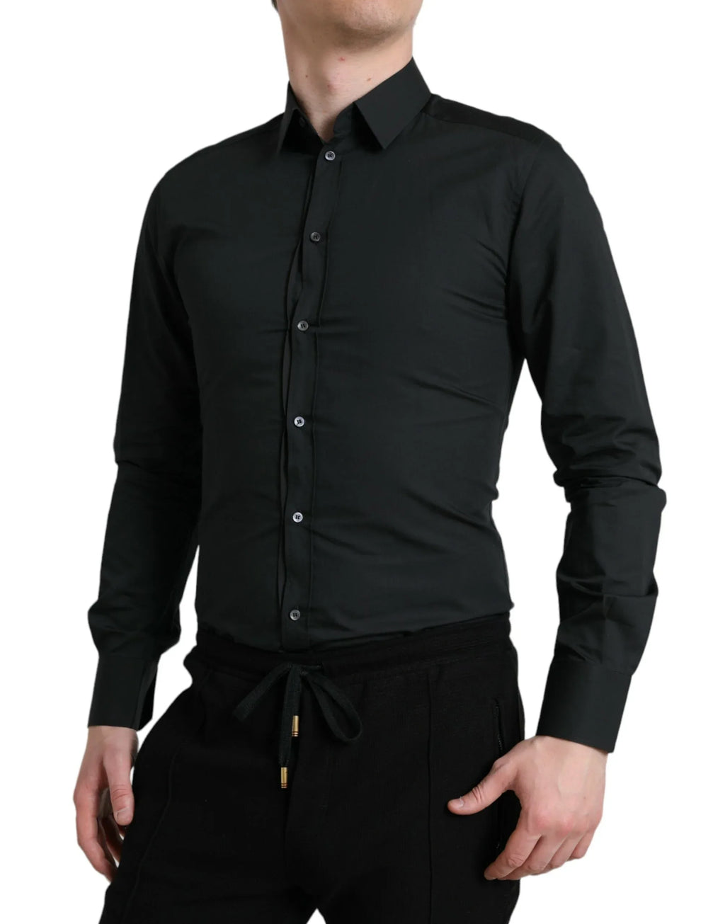 Dolce & Gabbana Black Cotton Silk Formal GOLD Dress Shirt - Zeiniez