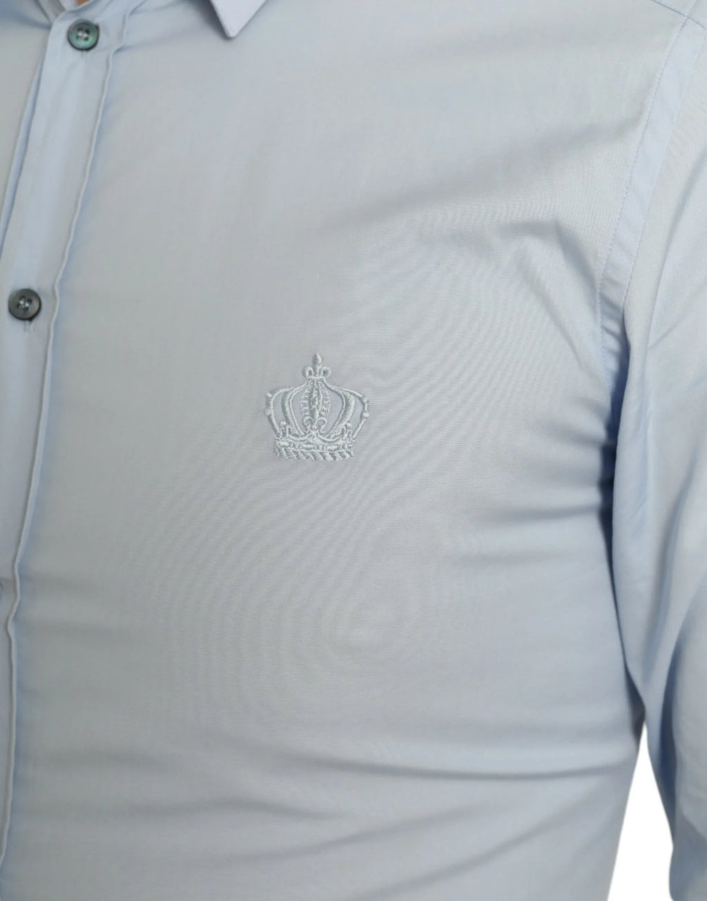 Dolce & Gabbana Sky Blue Cotton Men Formal GOLD Dress Shirt - Zeiniez