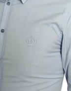 Dolce & Gabbana Sky Blue Cotton Men Formal GOLD Dress Shirt - Zeiniez