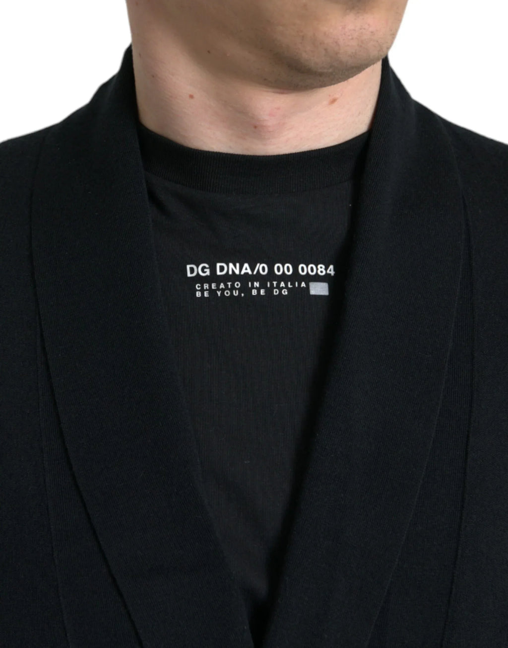 Dolce & Gabbana Black Cashmere Long Sleeves Belted Wrap Robe - Zeiniez