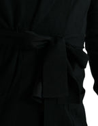Dolce & Gabbana Black Cashmere Long Sleeves Belted Wrap Robe - Zeiniez