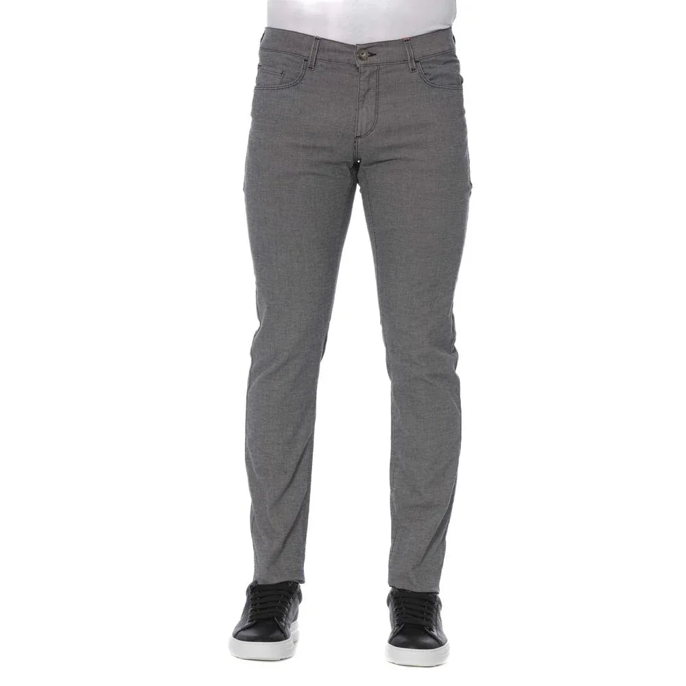 Trussardi Jeans Gray Cotton Men's Pants - Zeiniez
