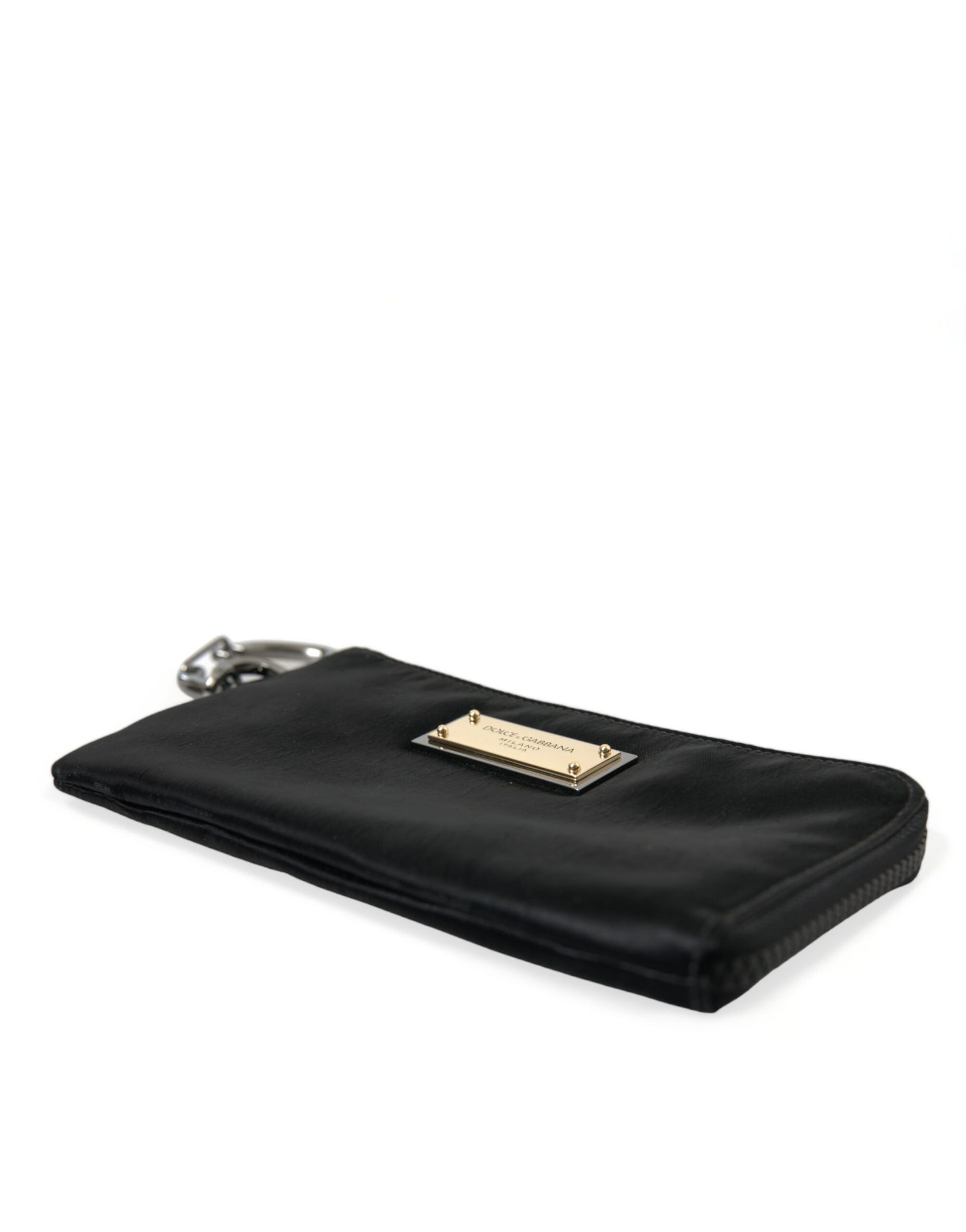 Dolce & Gabbana Black Nylon Logo Plaque Keyring Pouch Clutch Bags - Zeiniez