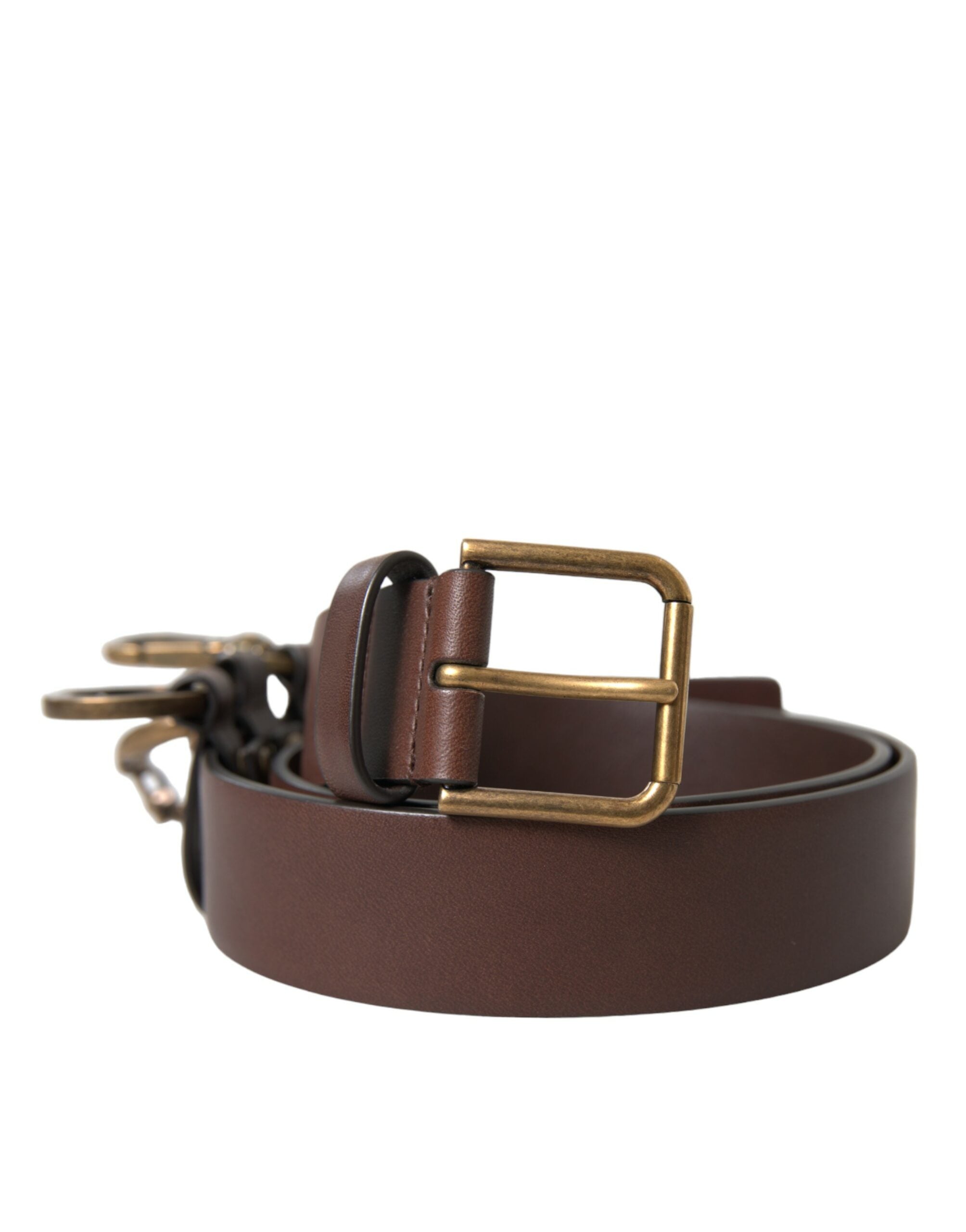 Dolce & Gabbana Brown Calf Leather Gold Metal Buckle Belt - Zeiniez