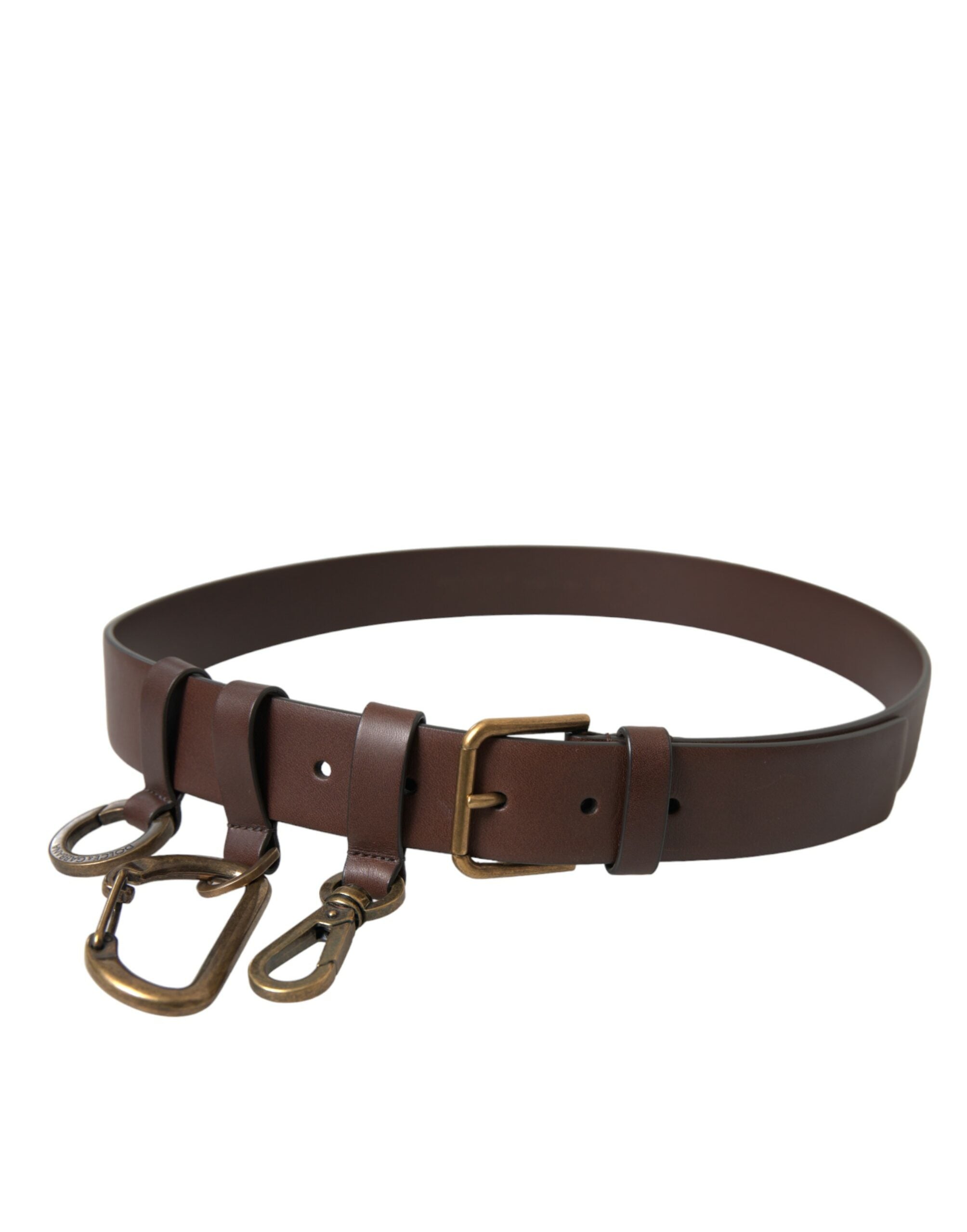 Dolce & Gabbana Brown Calf Leather Gold Metal Buckle Belt - Zeiniez