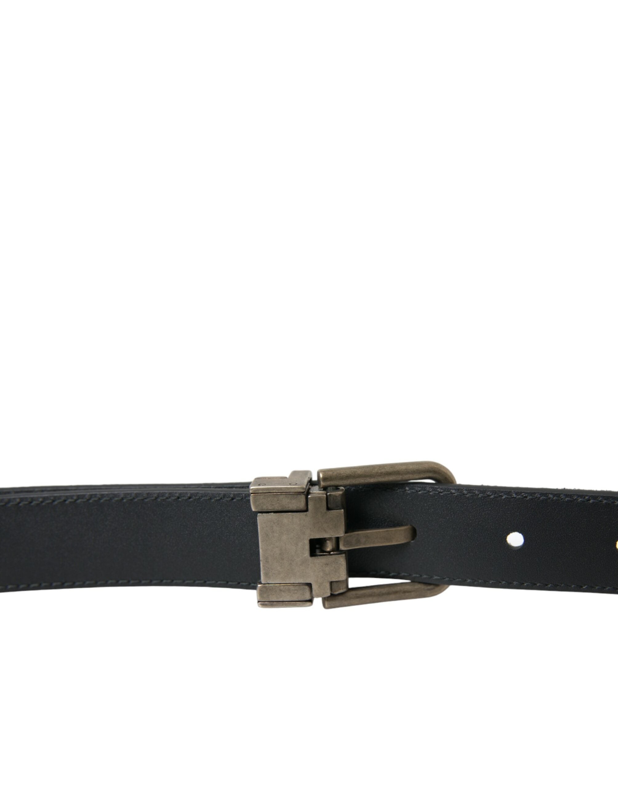 Dolce & Gabbana Black Goat Leather Antique Metal Buckle Belt - Zeiniez