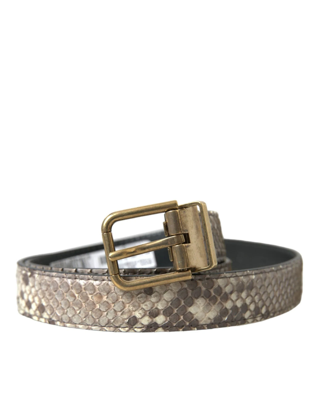 Dolce & Gabbana Brown Python Leather Gold Metal Buckle Belt - Zeiniez