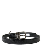 Dolce & Gabbana Black Leather Silver Metal Buckle Belt - Zeiniez