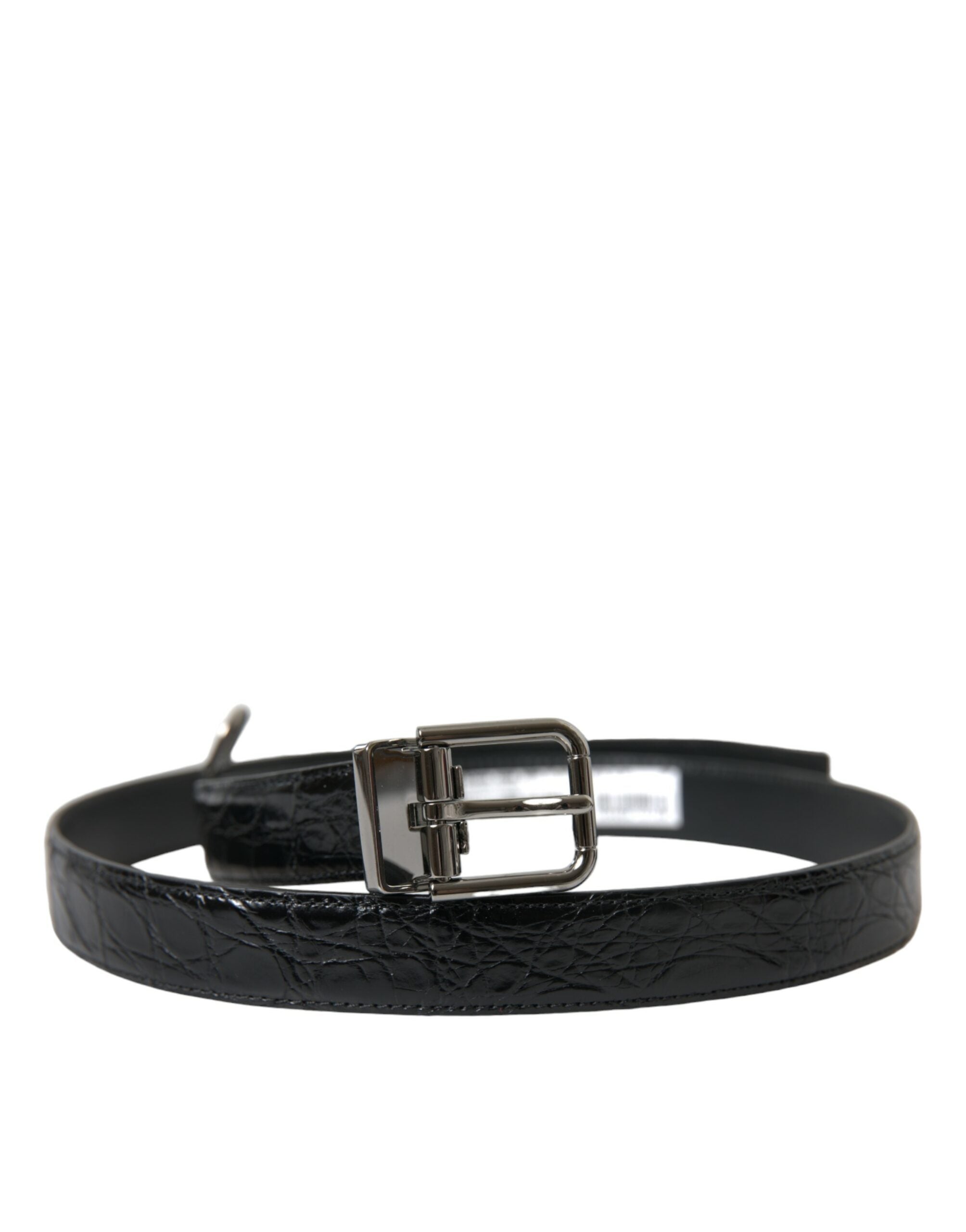 Dolce & Gabbana Black Leather Silver Metal Buckle Belt - Zeiniez